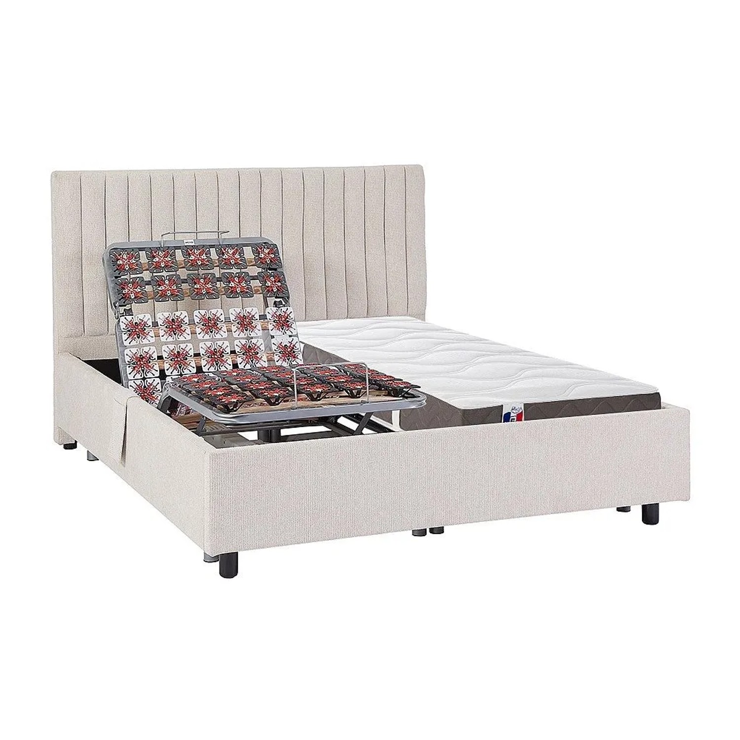 Vente-unique Bett Mit Elektrischem Lattenrost Tiari Beige 204 cm  70 cm  12 cm