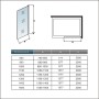 Technische Zeichnung Walk-In Dusche 86x195cm mit Maßen und Details zur Montage.