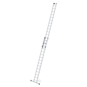 PROREGAL Sprossen-Seilzugleiter, 2x15 Sprossen, mit Traverse für sicheren Stand. Aluminium Leiter für Profis.