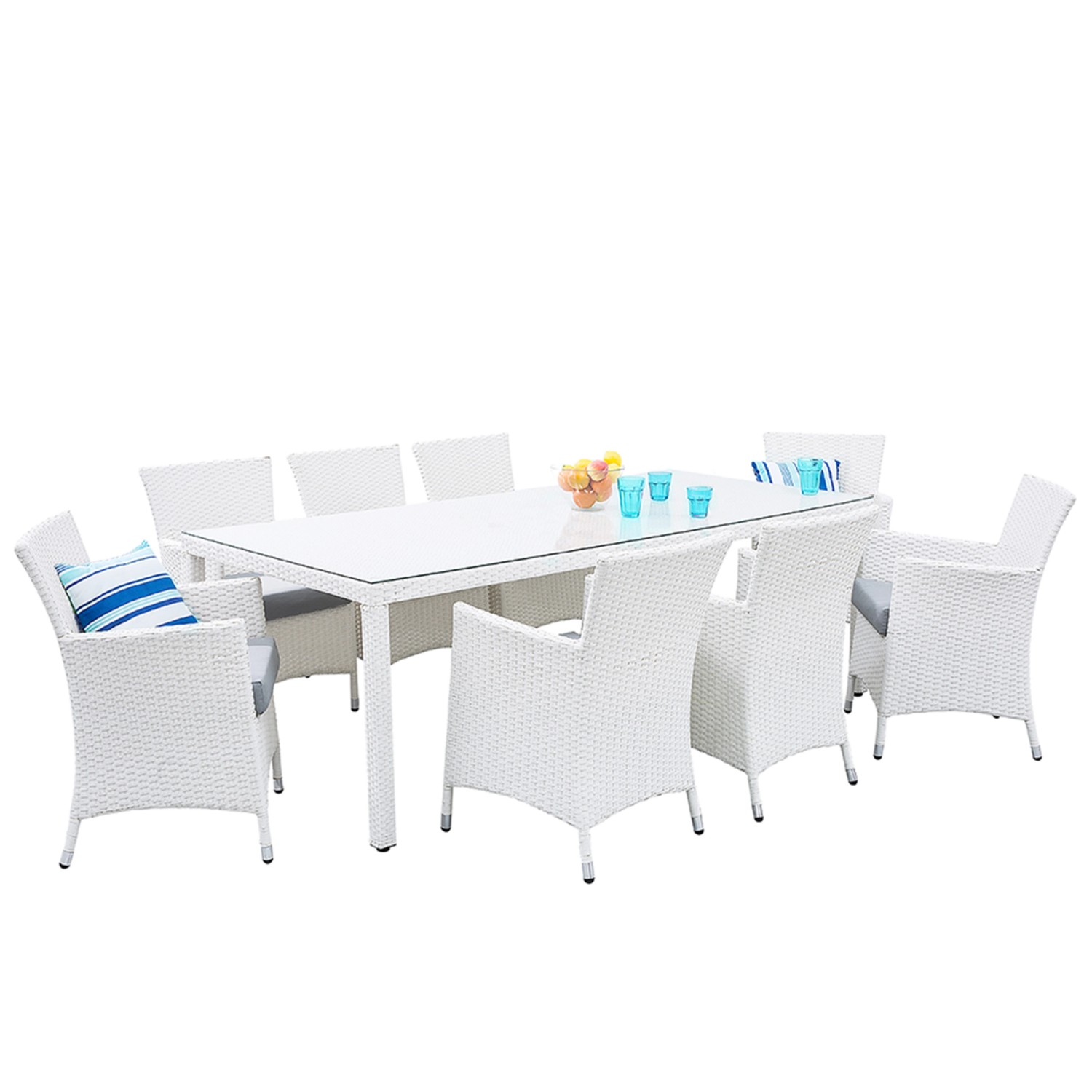 Beliani Gartentisch Set ITALY Weiss Grau 100x220x88 günstig online kaufen