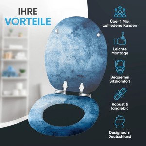 SANILO WC-Sitz Solium mit Absenkautomatik, blau-weiß marmoriert, für Standard WC-Becken.