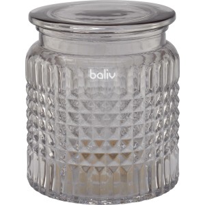 Graue baliv Kosmetikdose Retro Futures aus Glas mit Deckel für Bad-Accessoires.