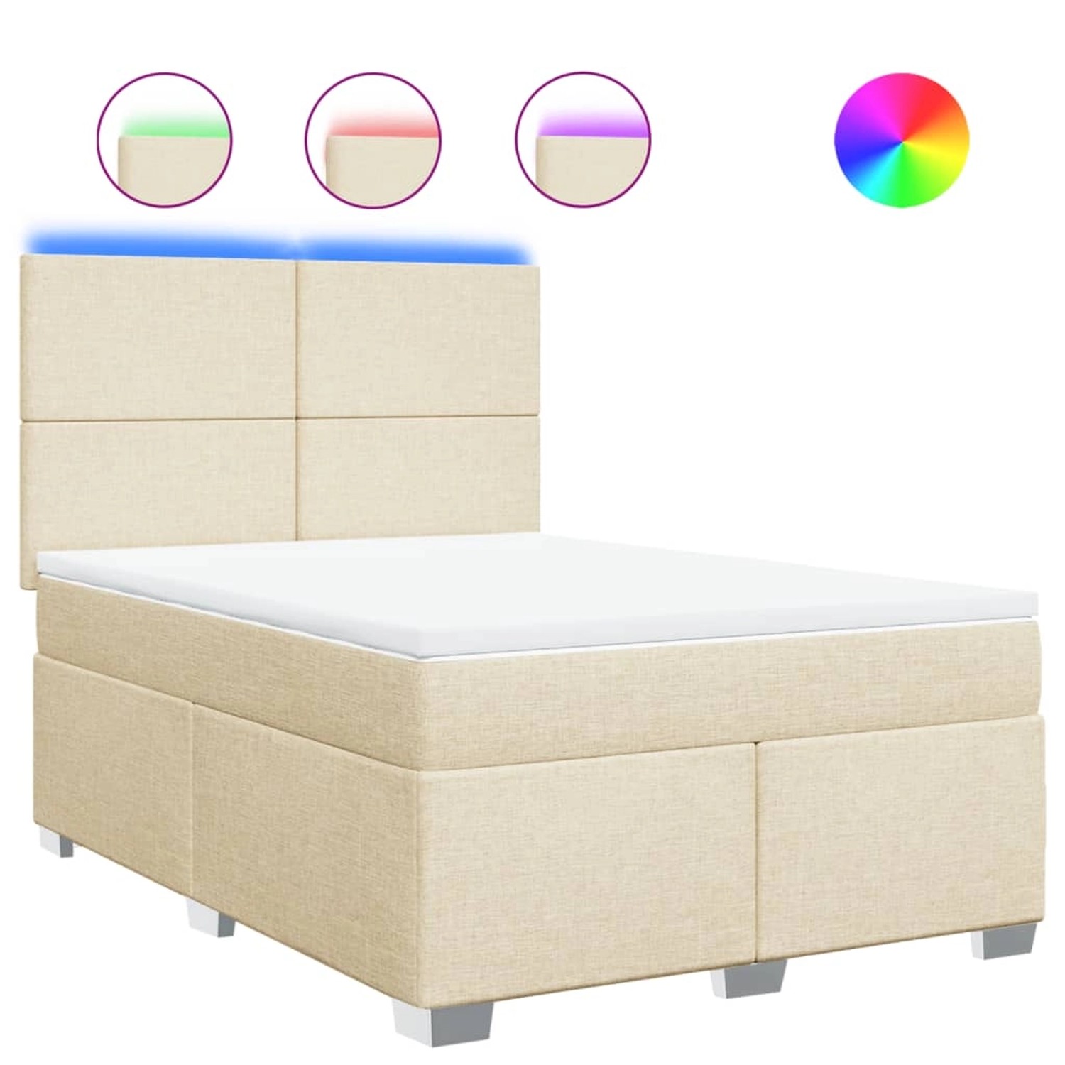vidaXL Boxspringbett mit Matratze Creme 140x200 cm Stoff 3292809 günstig online kaufen