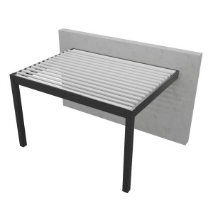 Graue Gardengate Anbaupergola Apolo mit weißen Lamellen, 300x300 cm, Aluminium.