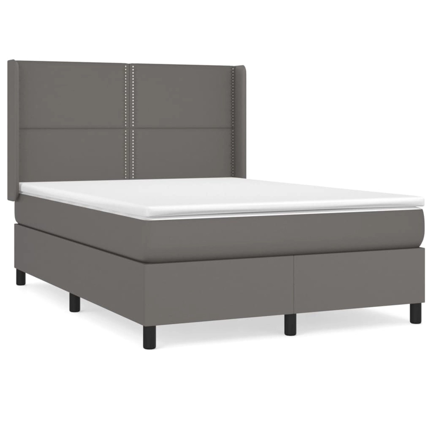 vidaXL Boxspringbett mit Matratze Grau 140x200 cm Kunstleder1469670 günstig online kaufen