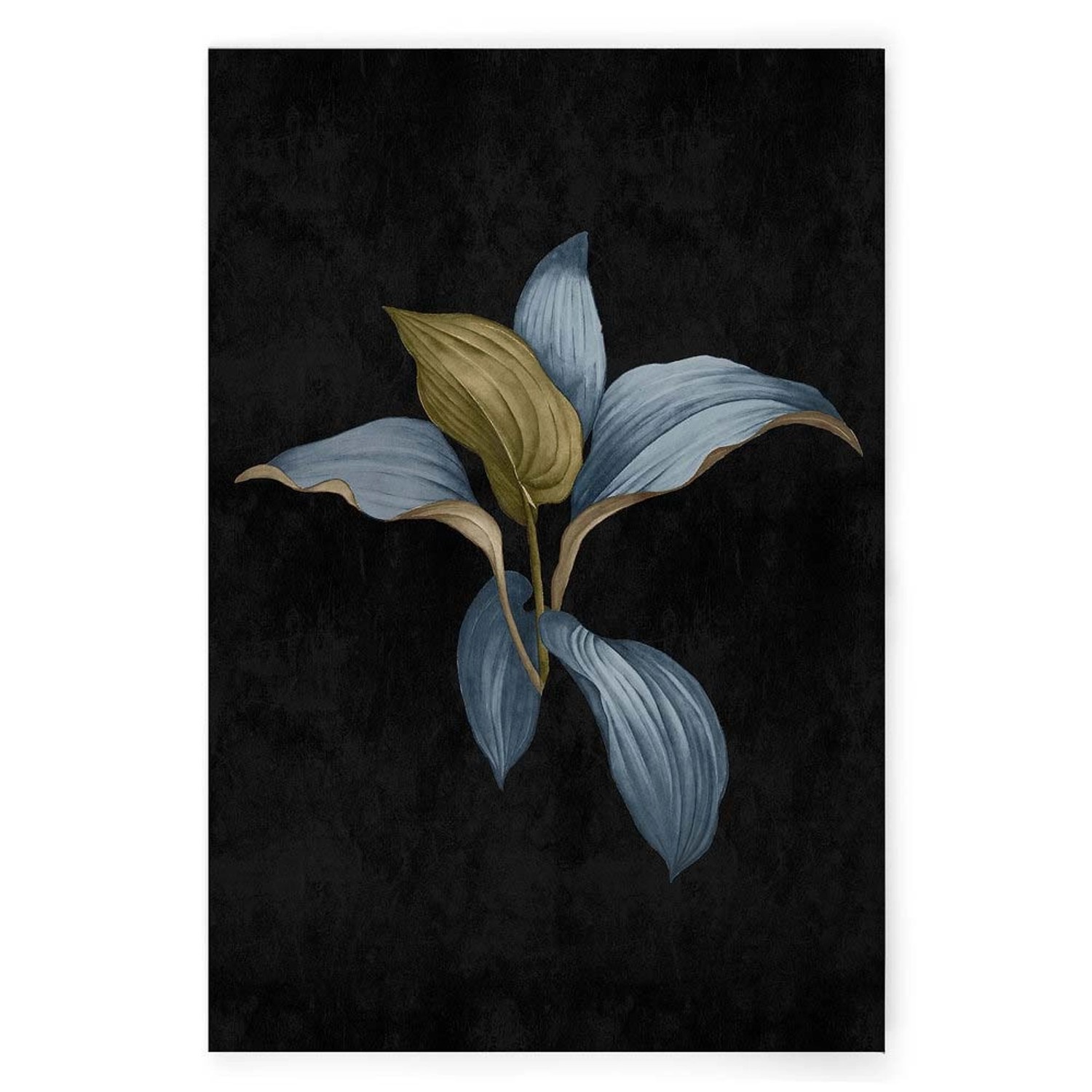 Bricoflor Wandbild Im Botanik Stil Für Schlafzimmer Und Küche Leinwandbild Mit Palmen Blättern Schwarz Blau In 80 X 120 