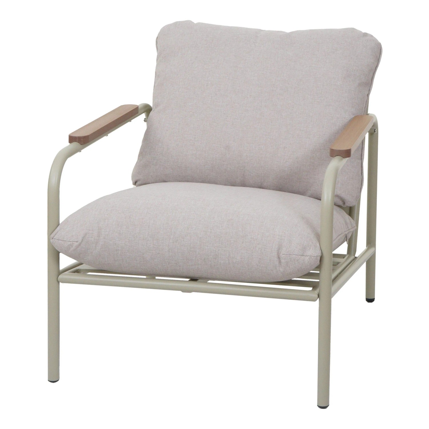 MCW Aluminium-Gartensessel O11 Olefin Stoff/Textil Hellgrün Polster Beige