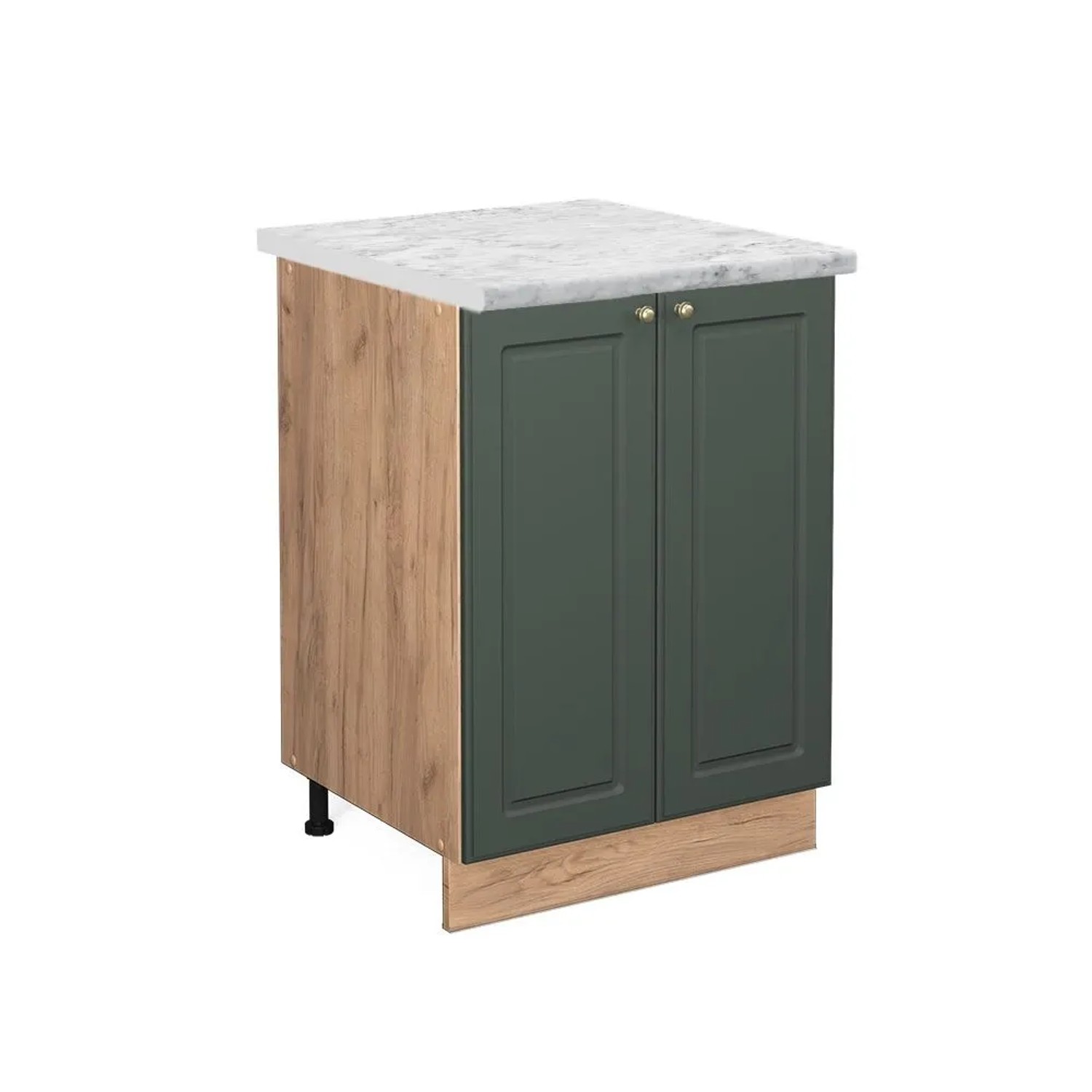 Vicco Küchenunterschrank Fame-Line Grün-Gold Landhaus Goldkraft Eiche 60 cm AP Marmor