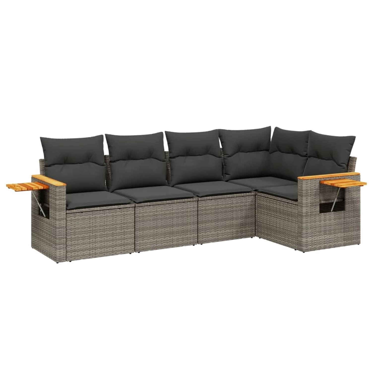 vidaXL 5-Tlg Garten-Sofagarnitur mit Kissen Grau Poly Rattan 3226788 günstig online kaufen
