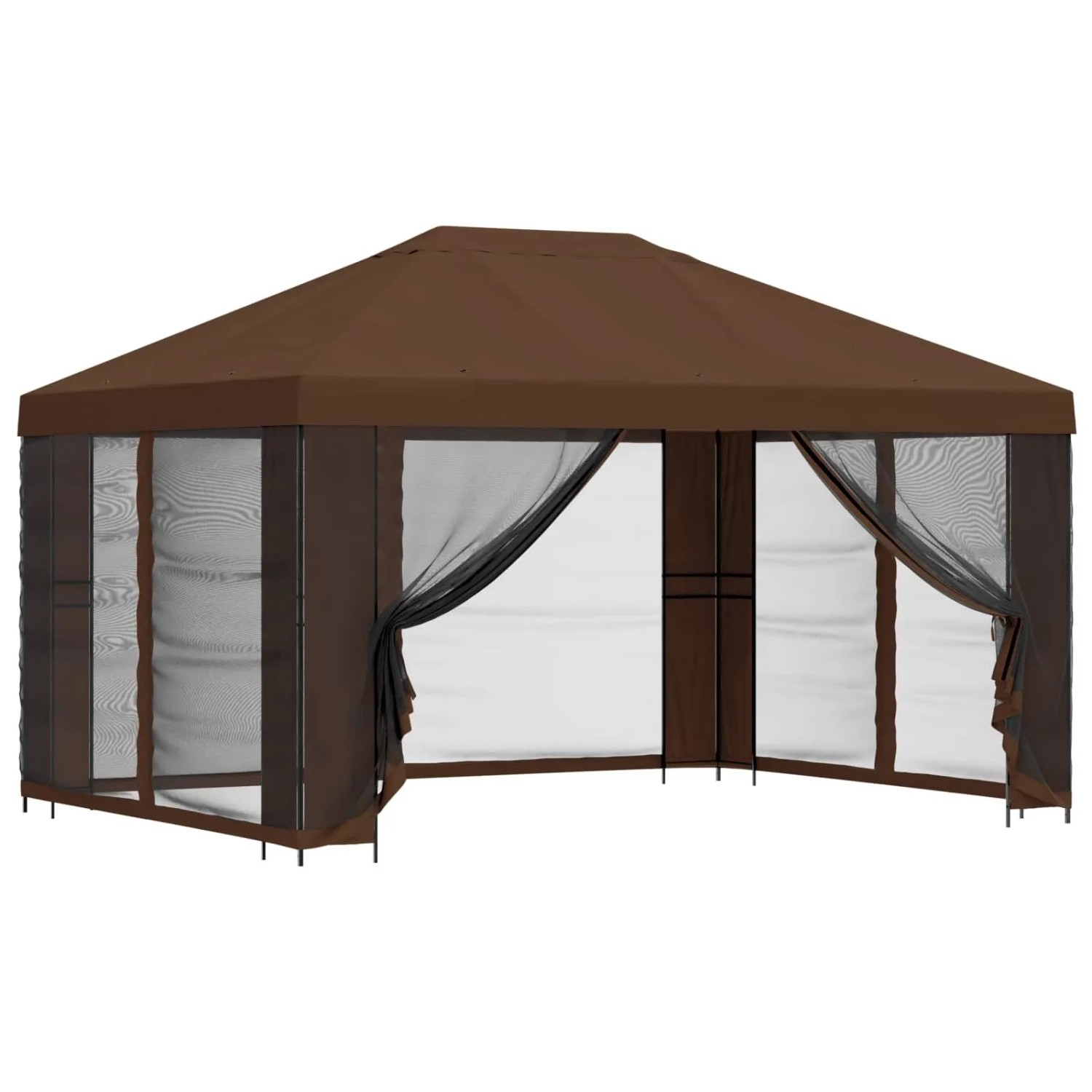 vidaXL Garten Pavillon mit Seitenwänden 4 x 3 m Braun 900396