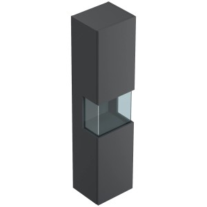 Posseik Hochschrank Limes, Grafit, 150cm, mit Glaselement für Bad-Einbauschränke.