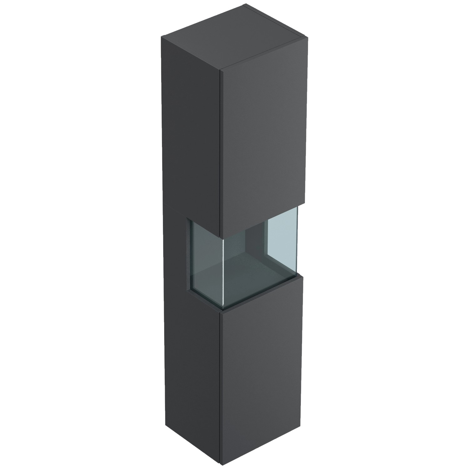 Posseik Badezimmer Hochschrank Limes Wandmontage Glaselement 150 cm Grafit günstig online kaufen