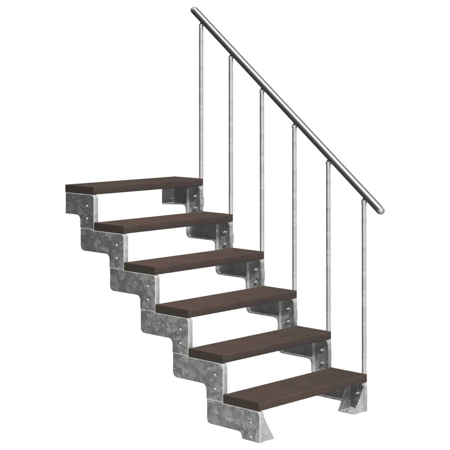 Dolle Außentreppe Gardentop 6 TRIMAX-Stufen 100 cm Dunkelbraun + Alu-Geländer