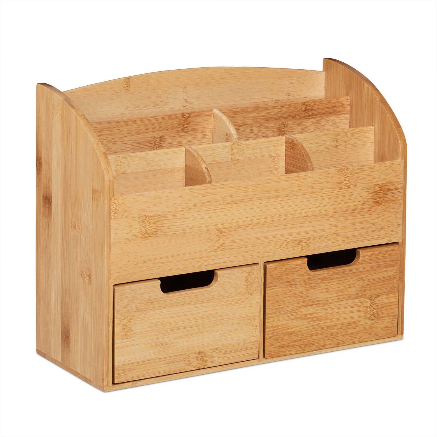 Relaxdays Schreibtisch Organizer Bambus Natur Mit 2 Schubladen 26 cm x 33 cm x 13,5 cm 1,7 kg