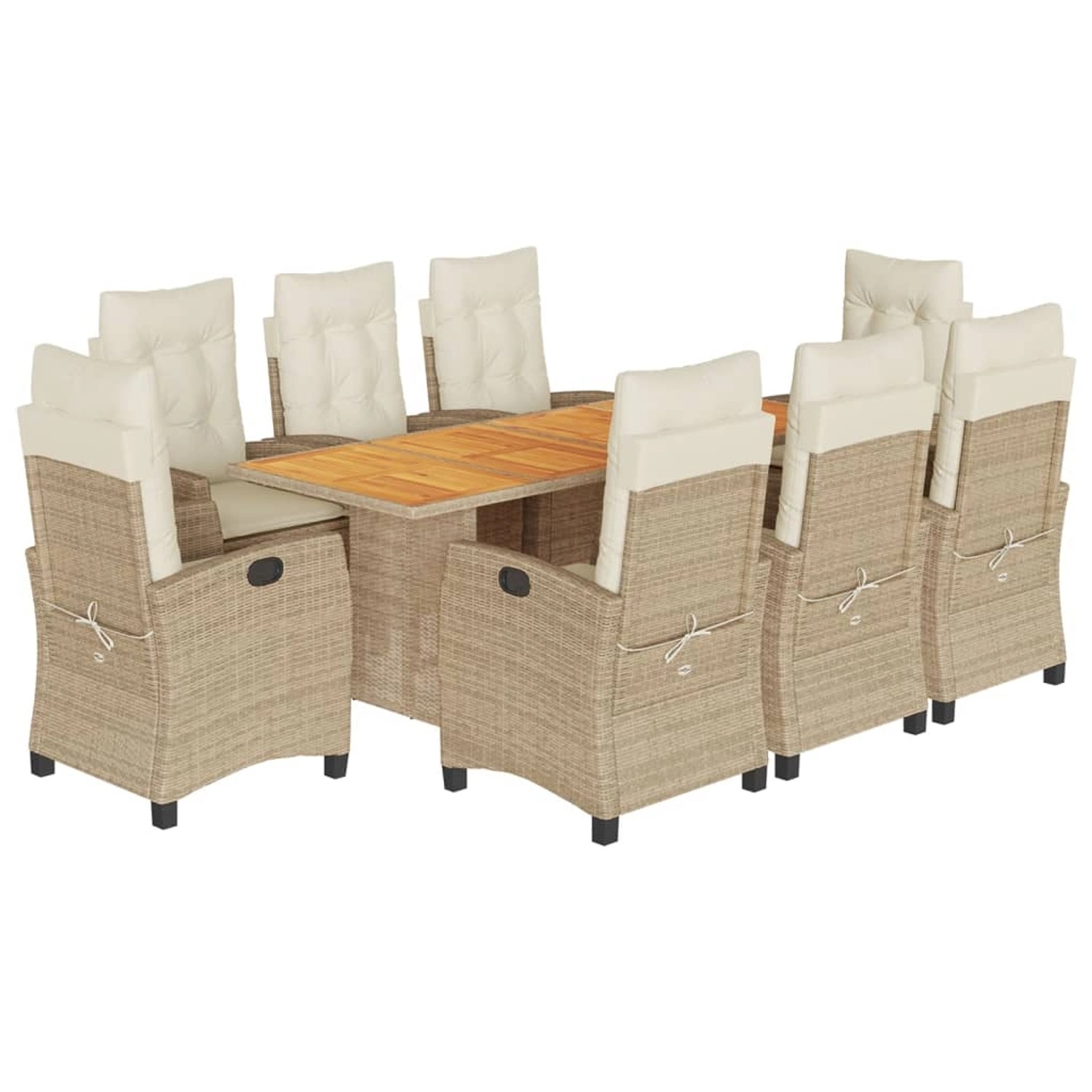 vidaXL 9-tlg Garten-Essgruppe mit Kissen Beige Poly Rattan Modell 25 günstig online kaufen