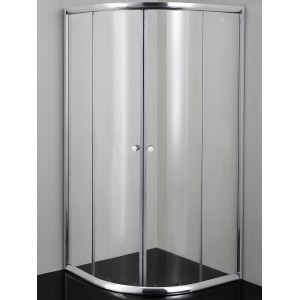 Rundduschabtrennung 90x90x190 cm mit Chromprofil und Klarglas.