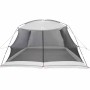 Graues vidaXL Pavillon-Zelt mit weißem Dach und Moskitonetz, 380x380x225 cm, aus Polyester. Für Garten & Camping.