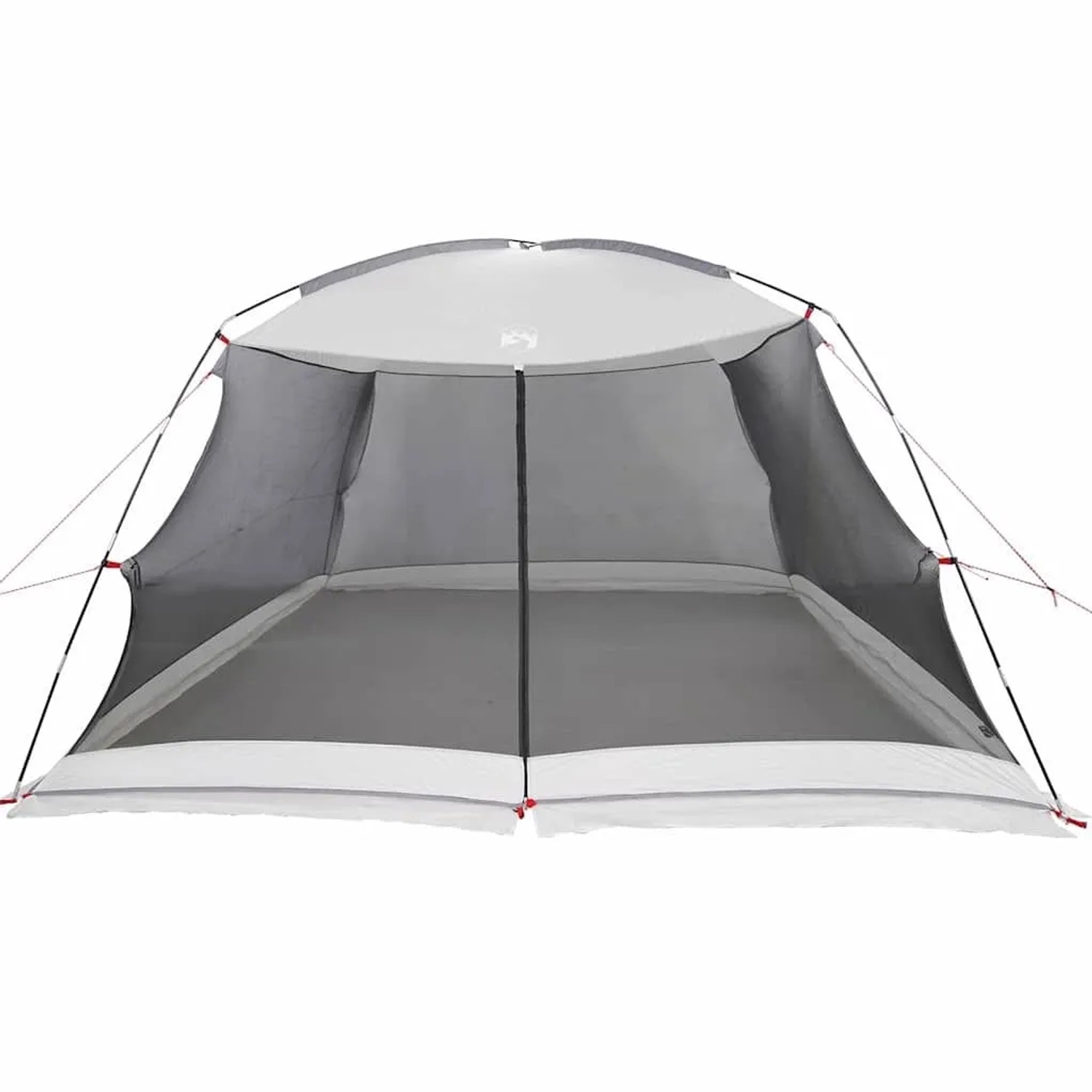Graues vidaXL Pavillon-Zelt mit weißem Dach und Moskitonetz, 380x380x225 cm, aus Polyester. Für Garten & Camping.