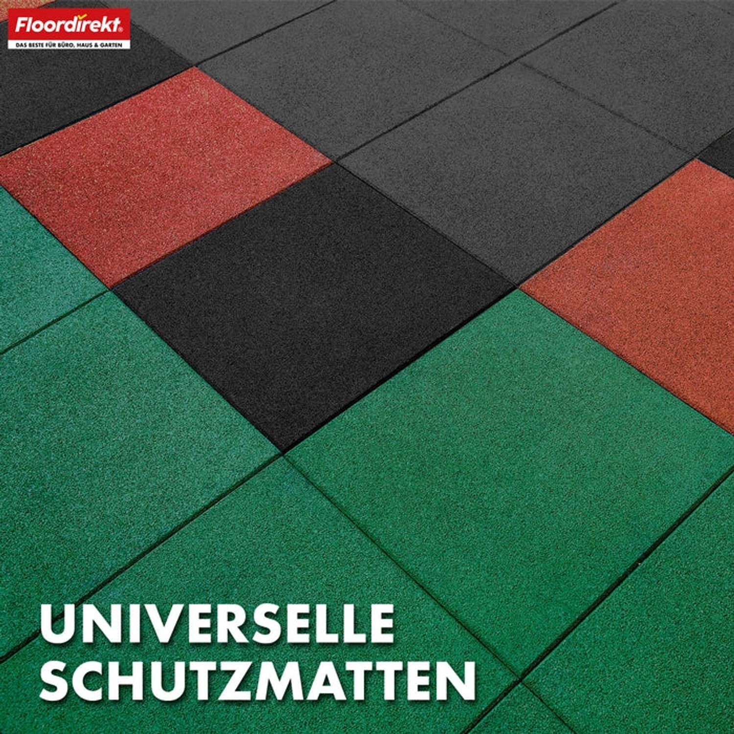 Floordirekt Fallschutzmatte Elastikmatte Fallschutzplatte mit Drainage 50 x 50 x 3,5 cm Rot_8