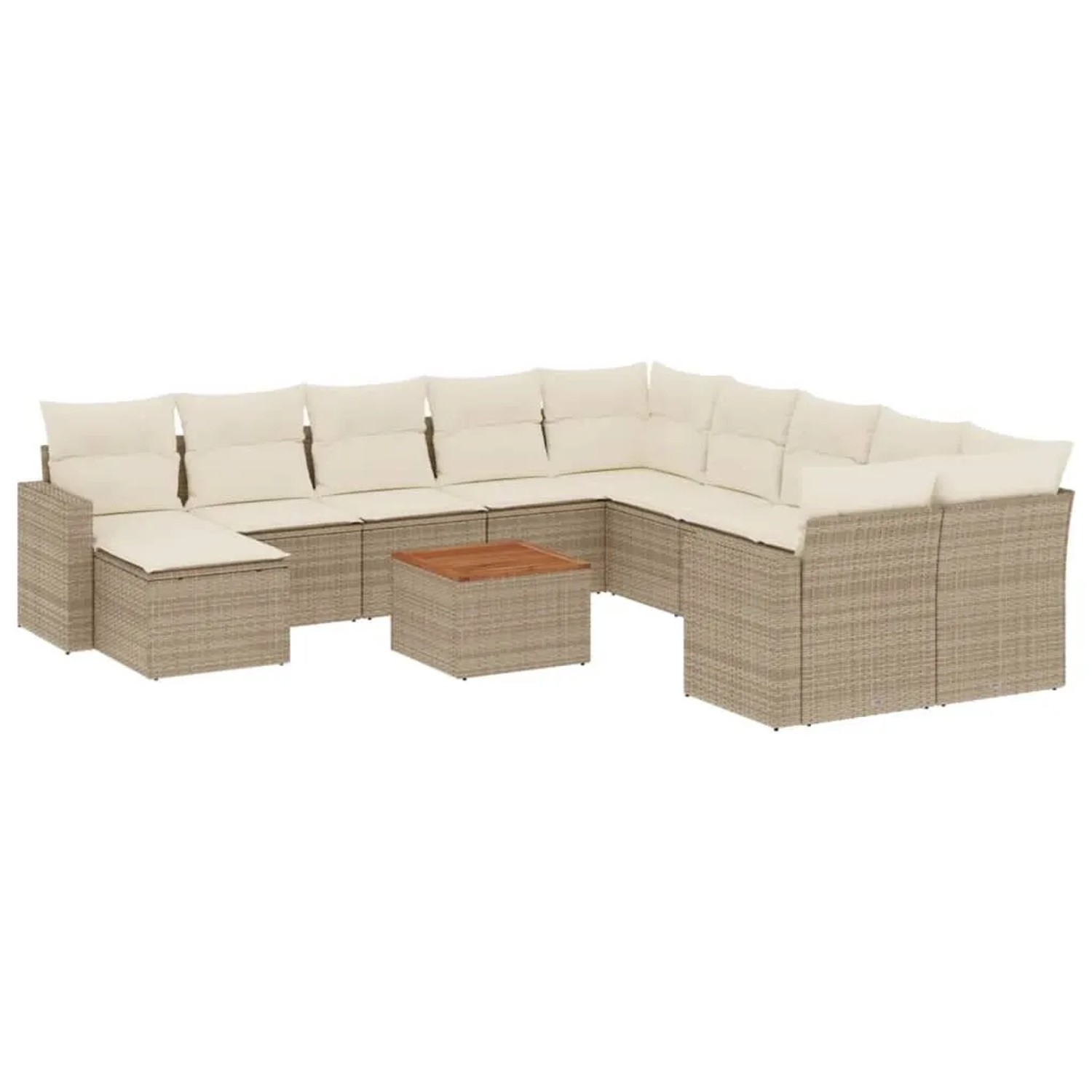 vidaXL 12-Tlg Garten-Sofagarnitur mit Kissen Beige Poly Rattan 3224420