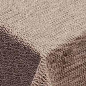 Runde Garten-Tischdecke (Ø 130 cm) in Taupe mit feiner Struktur.