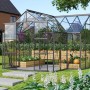 Vitavia Gewächshaus Sirius, 13 m², schwarz, mit Fundament. Elegante Orangerie für Pflanzenzucht im Garten.