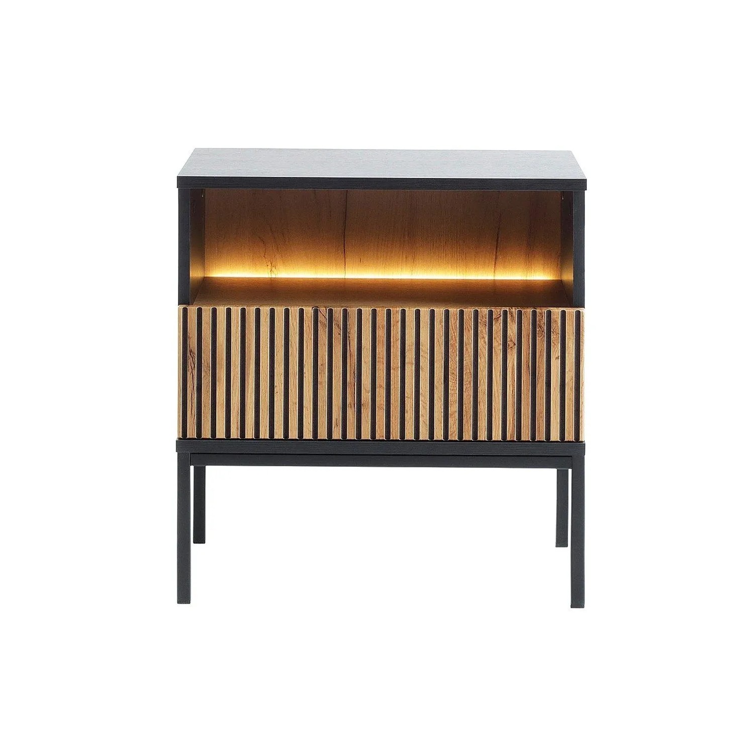 Vente-unique Nachttisch Ovila Schwarz  Naturfarben Hell 53.6 cm