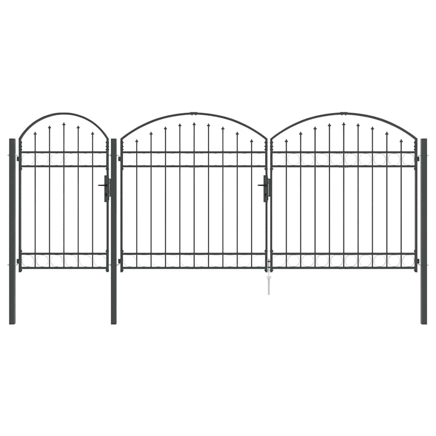 vidaXL Gartentor mit Gewölbtem Oberteil Grau 400 x 100 cm Stahl 42008955