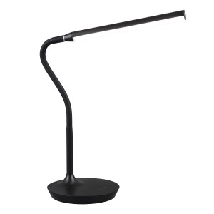 Schwarze Reality LED-Tischleuchte Toro mit flexiblem Arm, ideal als Schreibtischlampe.