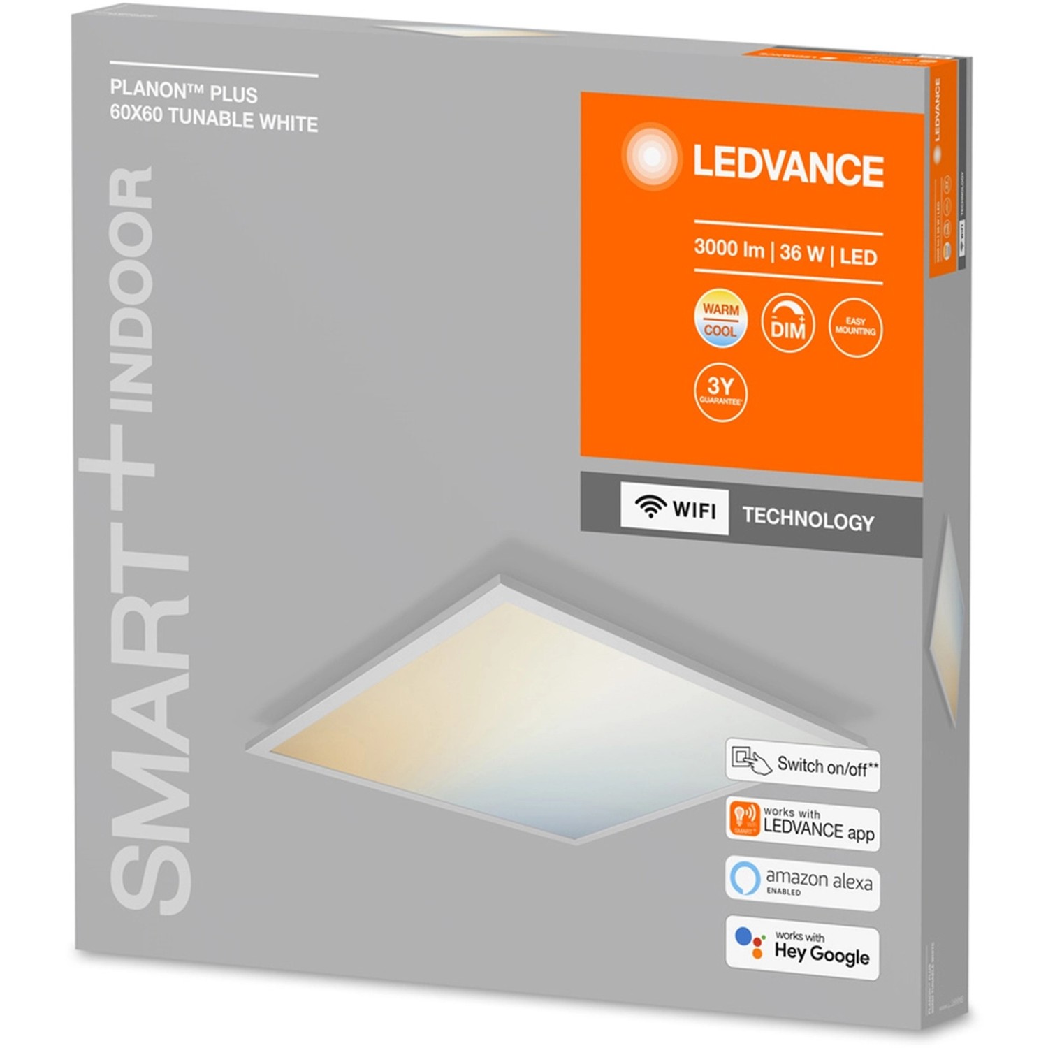 Verpackung der Ledvance Smart+ WiFi Panelleuchte Planon Plus 60x60 cm Tunable White.