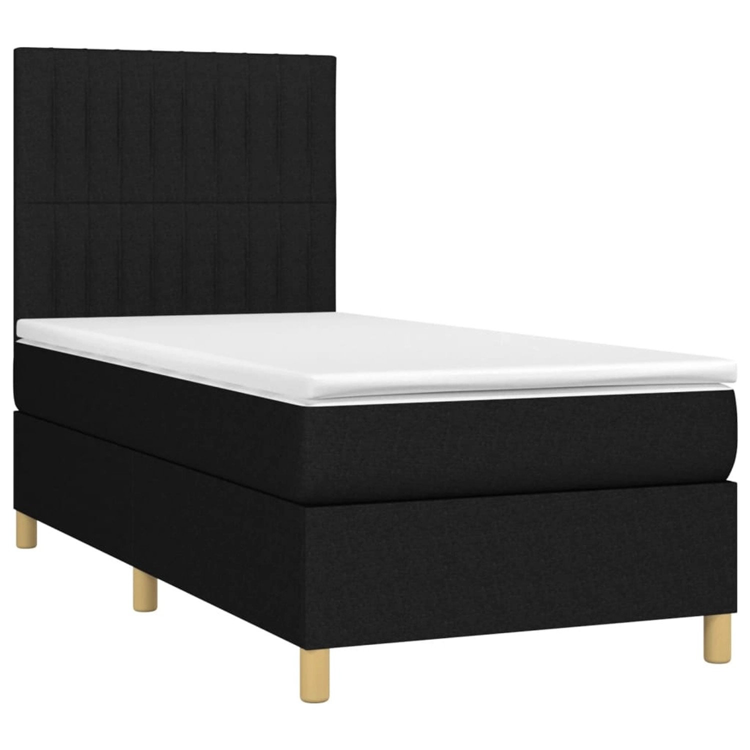vidaXL Boxspringbett mit Matratze & LED Schwarz 90x200 cm Stoff 3135567