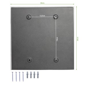 Rückseite des schwarzen Banjado Schlüsselkastens 30x30cm mit Montagematerial.