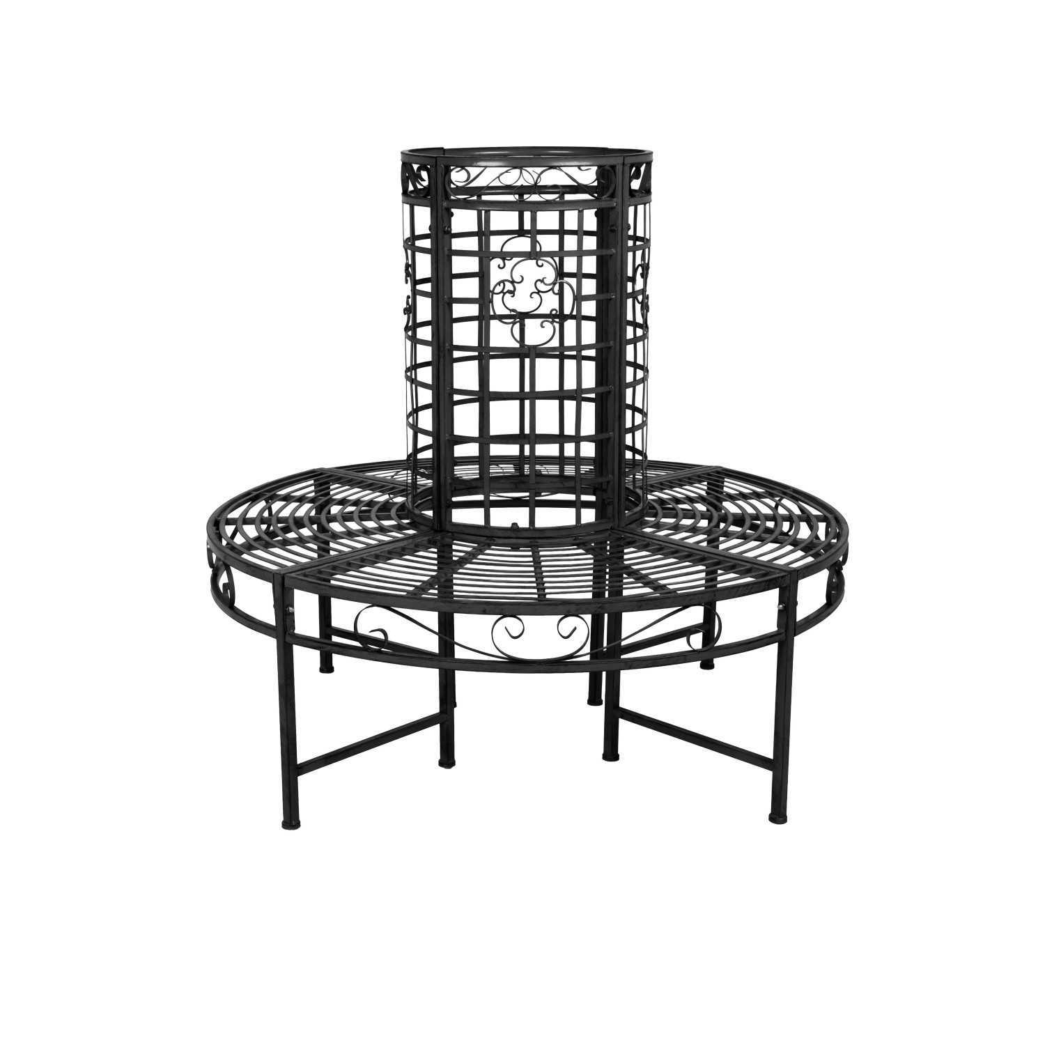 DELUKE Baumbank ODIN Stahl Schwarz 112x121x121cm Gartenbank Wetterfest Terrassenbank Sitzbank Outdoor