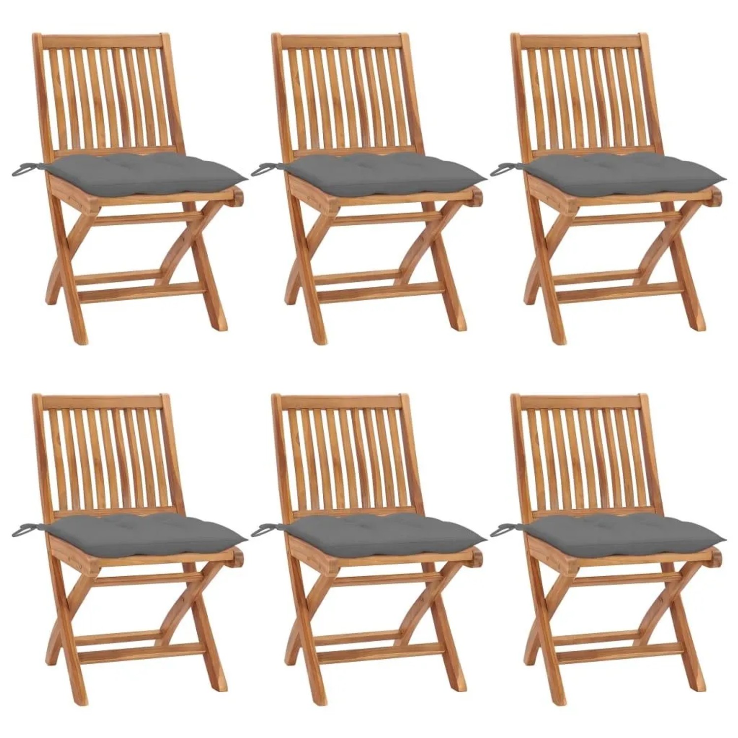vidaXL Klappbare Gartenstühle mit Kissen 6 Stk Massivholz Teak 3072850 günstig online kaufen
