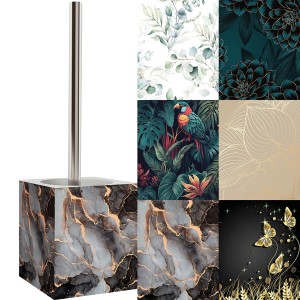 SANILO WC-Bürste mit abstraktem Marmor-Muster und Edelstahlgriff. WC-Zubehör für das Badezimmer.