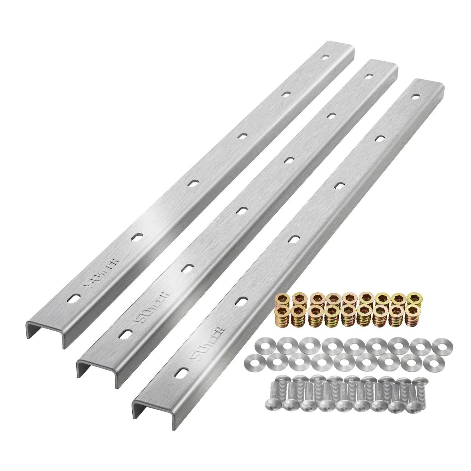 SOTECH 3 Stück Gratleisten U-Form 700 x 40 x 20 mm Edelstahl Gebürstet für Tischplatten