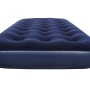 Aufgepumptes, blaues Single-Luftbett (185x76x22 cm) für Camping oder Gästezimmer.