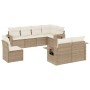 Beige 8-tlg. Garten-Sofagarnitur aus Poly Rattan mit Kissen. Gartenmöbel-Set für Terrasse und Garten.