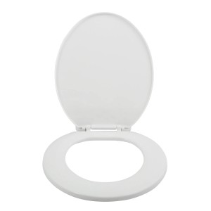 Weißer MSV WC-Sitz aus Polypropylen, geöffnet.