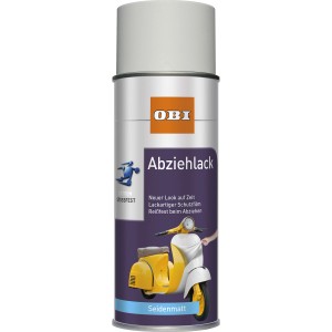 OBI Abziehlack Weiß seidenmatt 400ml: Sprühfolie für temporäre Gestaltung auf glatten Oberflächen.