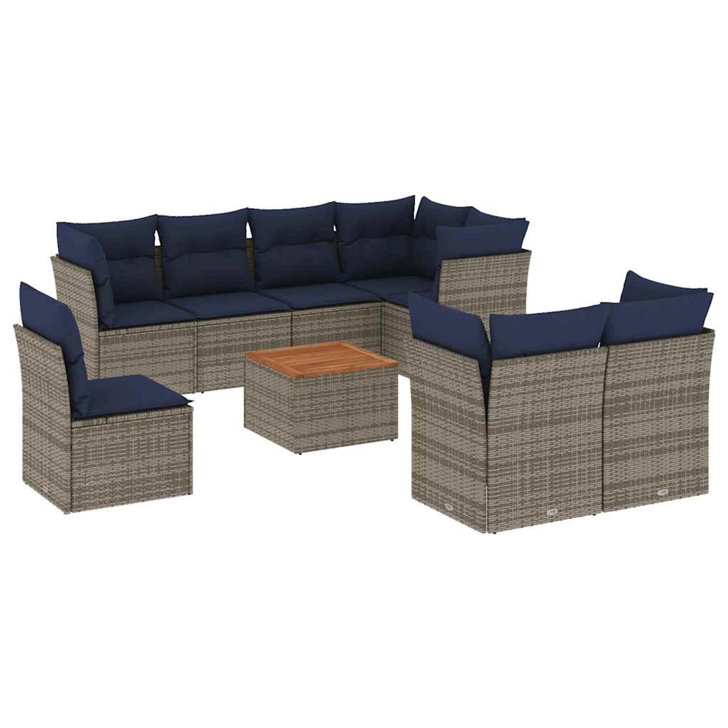 vidaXL 9-Tlg Garten-Sofagarnitur mit Kissen Grau Poly Rattan 3256075 günstig online kaufen
