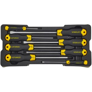 Stanley Schraubendreher Set, 8-teilig mit CushionGrip, Schlitz und Kreuzschlitz in Werkzeugkasten.