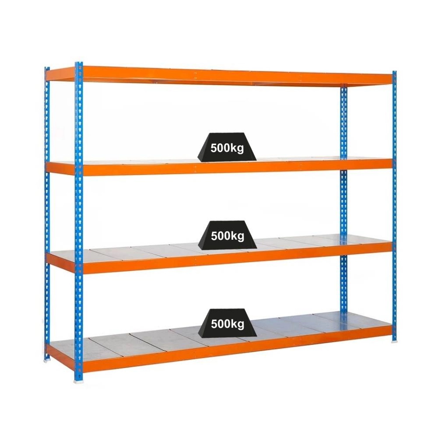 PROREGAL Schwerlastregal Metal Beast Four HxBxT 200 x 210 x 90 cm Fachlast 500 kg Blau-Orange