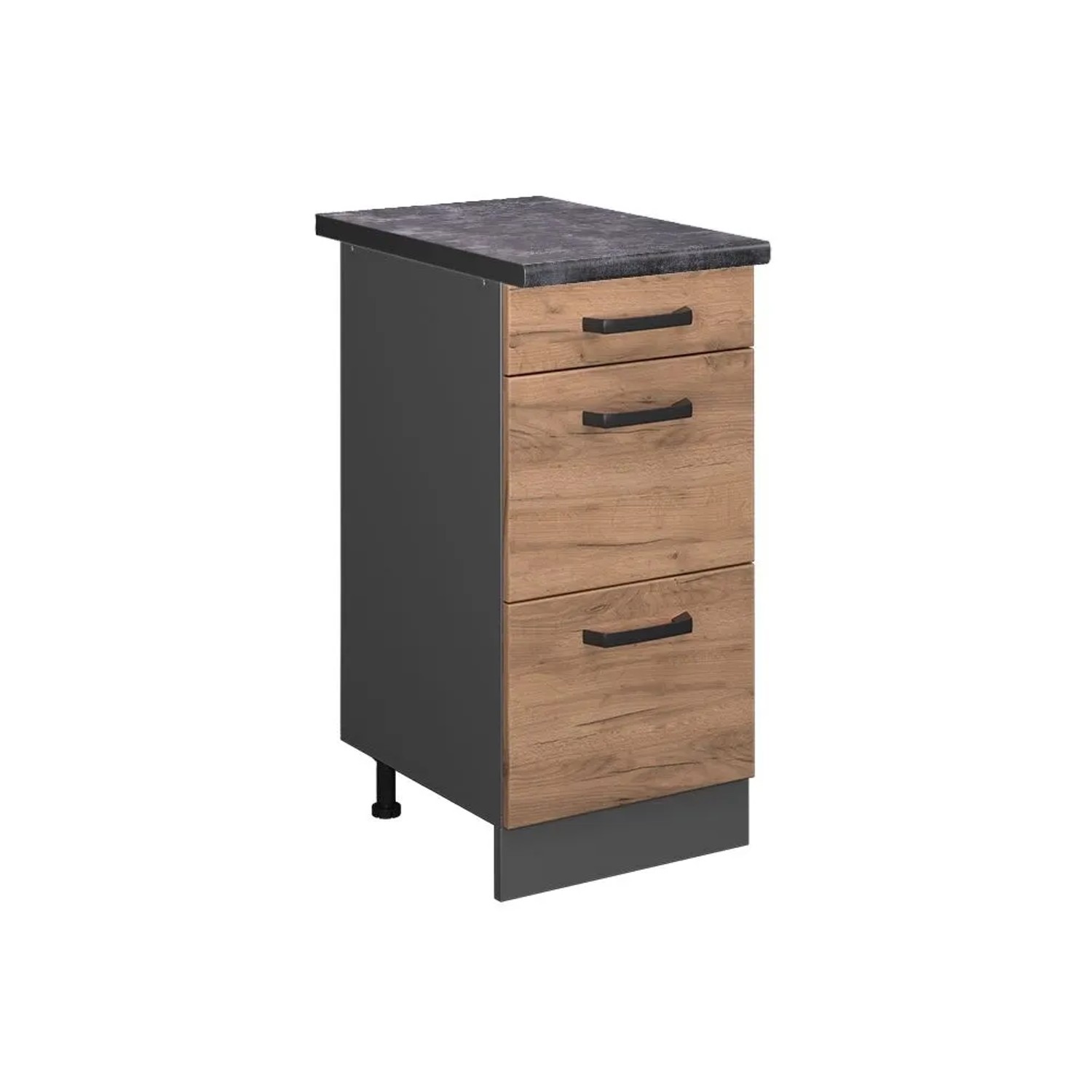 Vicco Küchenunterschrank R-Line Goldkraft Eiche Anthrazit 40 cm mit Schubladen AP Anthrazit