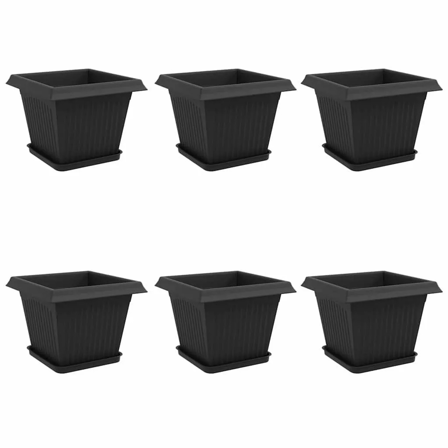vidaXL Blumentöpfe 6 Stk Schwarz 28,5 x 28,5 x 22 cm Kunststoff 3403300