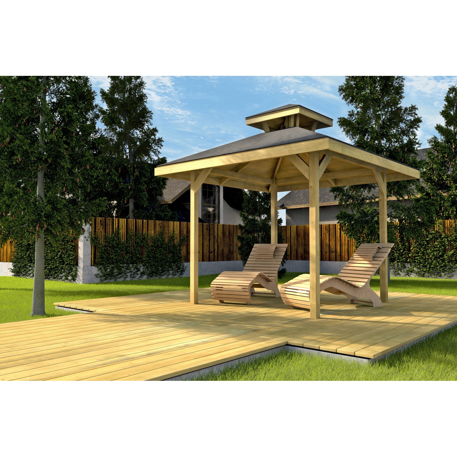 Weka Pavillon Gartenoase 651 Gr. 1 mit Dachaufsatz 294 cm x 294 cm