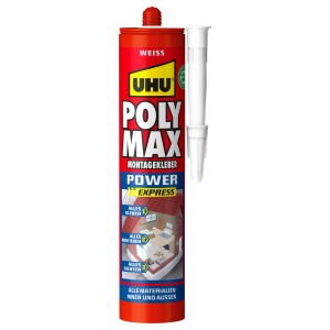 Rote Uhu Poly Max Montagekleber Power Express 425g Kartusche mit weißer Düse. Klebt, montiert, dichtet innen & außen.
