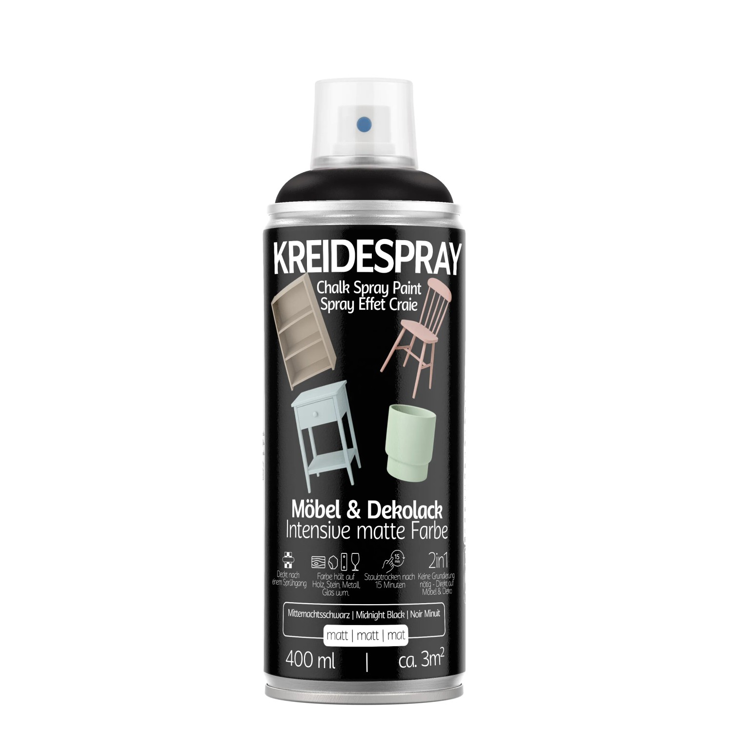 COLORS Kreidespray Möbel- und Dekolack Mitternachtsschwarz Matt 400 ml