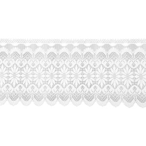 Weiße Arsvita Bistrogardine Ida mit Jacquard-Muster und Stangendurchzug, 160x45 cm.