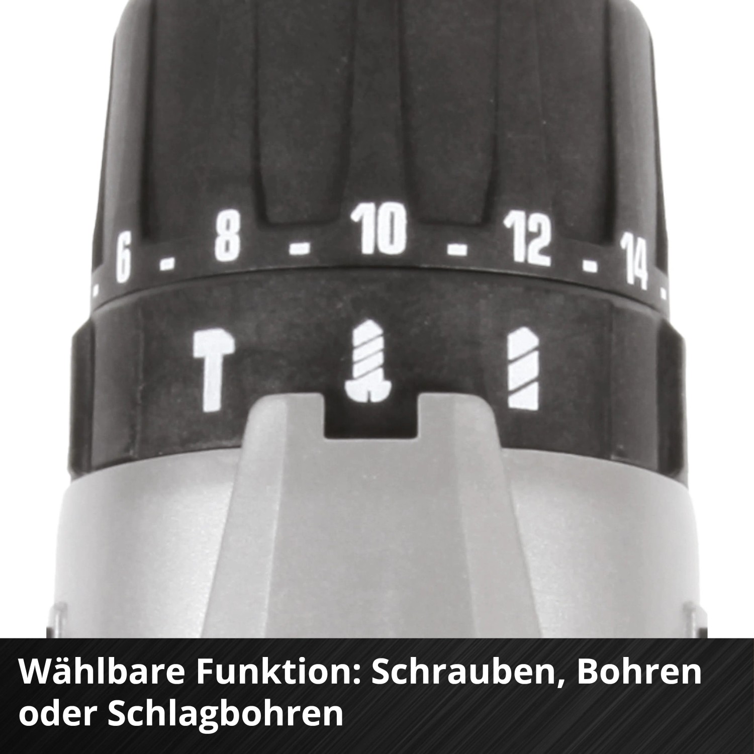 Detailaufnahme: Einhell Akku-Schlagbohrschrauber TE-CD 18 mit Funktionswahl (Schrauben, Bohren, Schlagbohren)